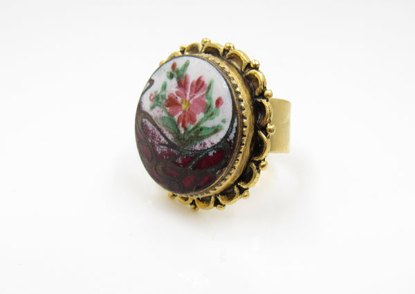 Vintage Flower Button Ring