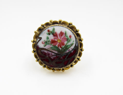 Vintage Flower Button Ring