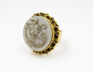 Vintage Mother of Pearl  Button Ring