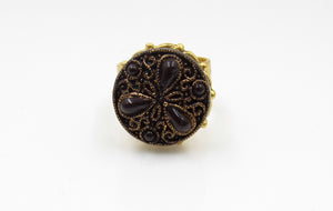 Vintage Purple and Gold Button Ring