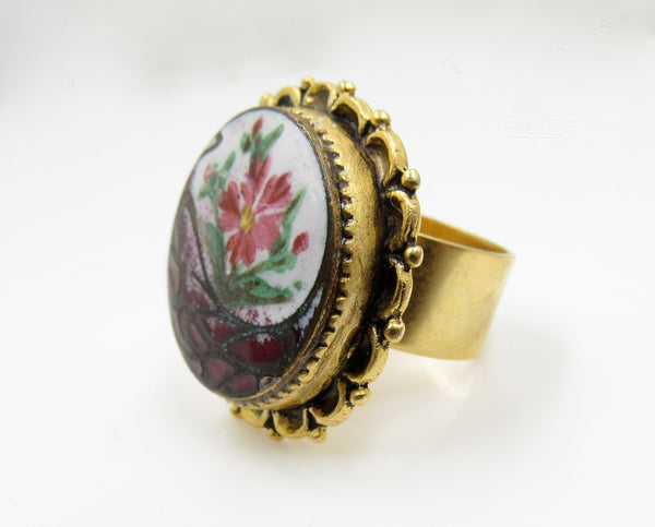Vintage Flower Button Ring