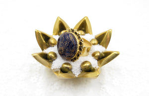 Vintage Navy and Gold Button Ring
