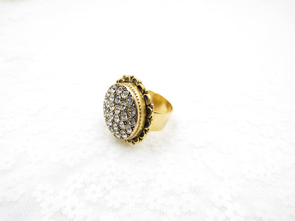 Rhinestone Button Ring