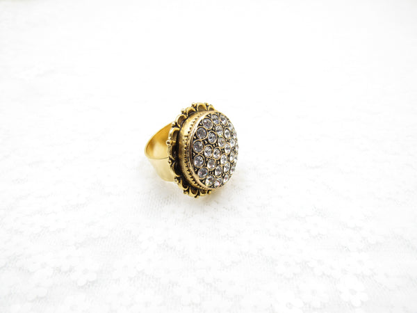 Rhinestone Button Ring