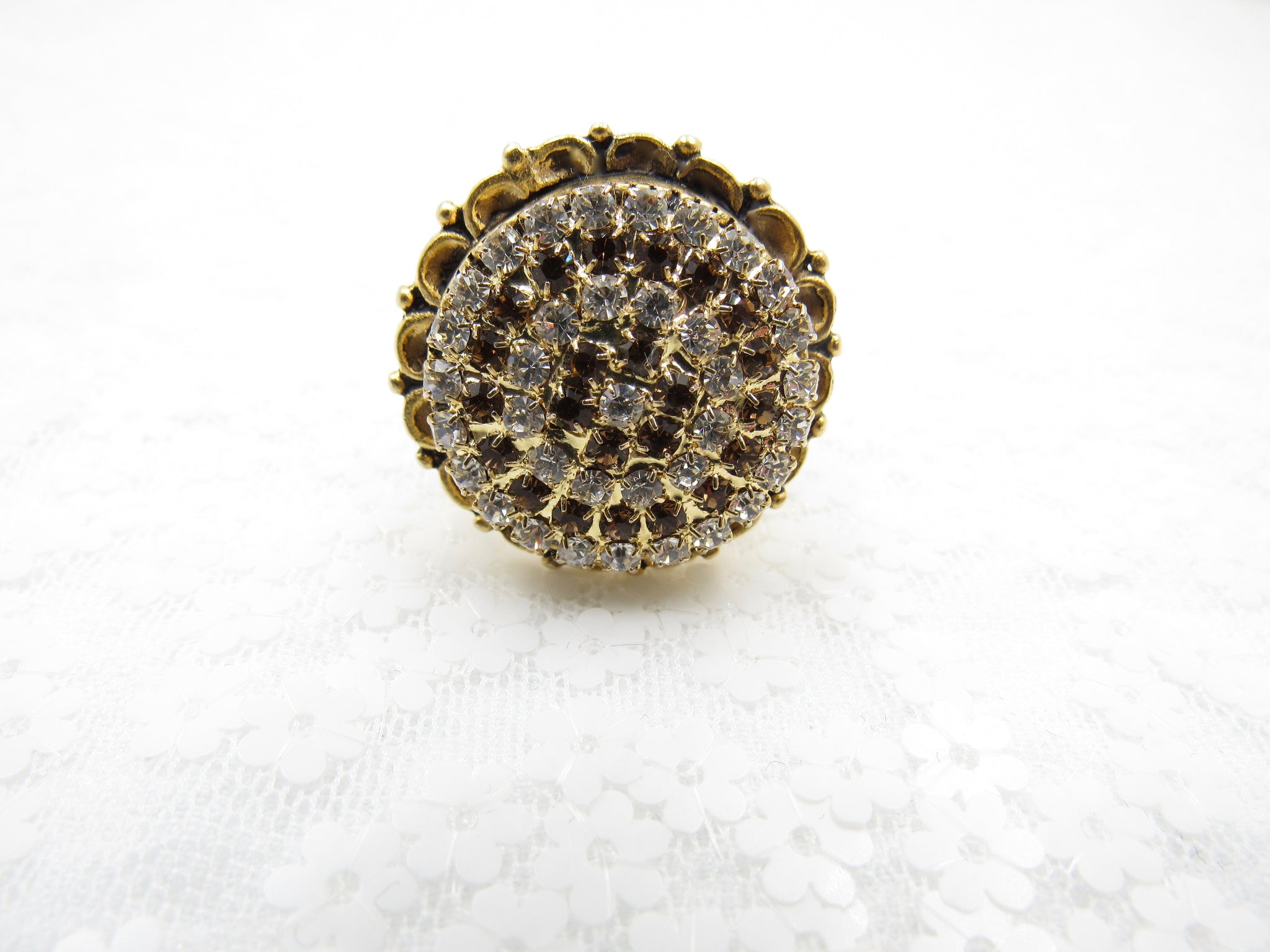 Rhinestone Button Ring