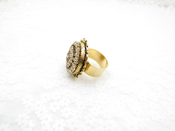 Rhinestone Button Ring