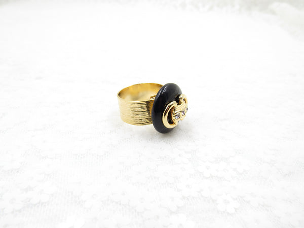 Rhinestone Buckle Button Ring