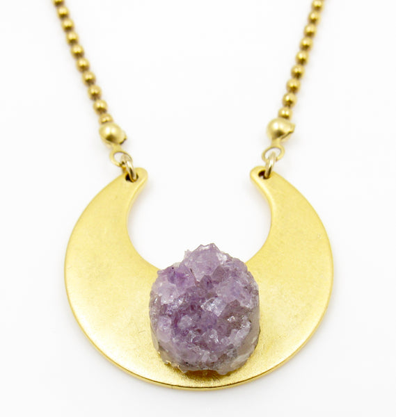 Violet Druzy Quartz Necklace