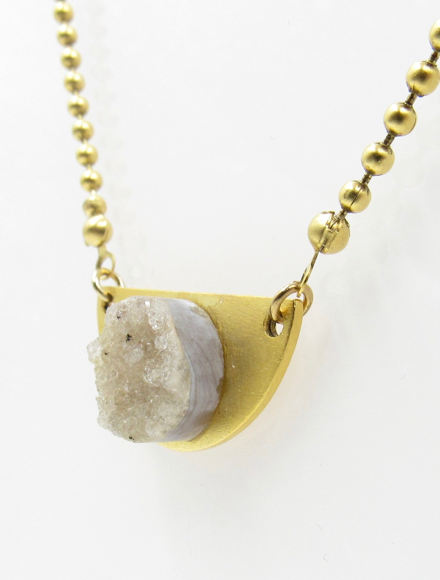 Light Grey Druzy Quartz Necklace