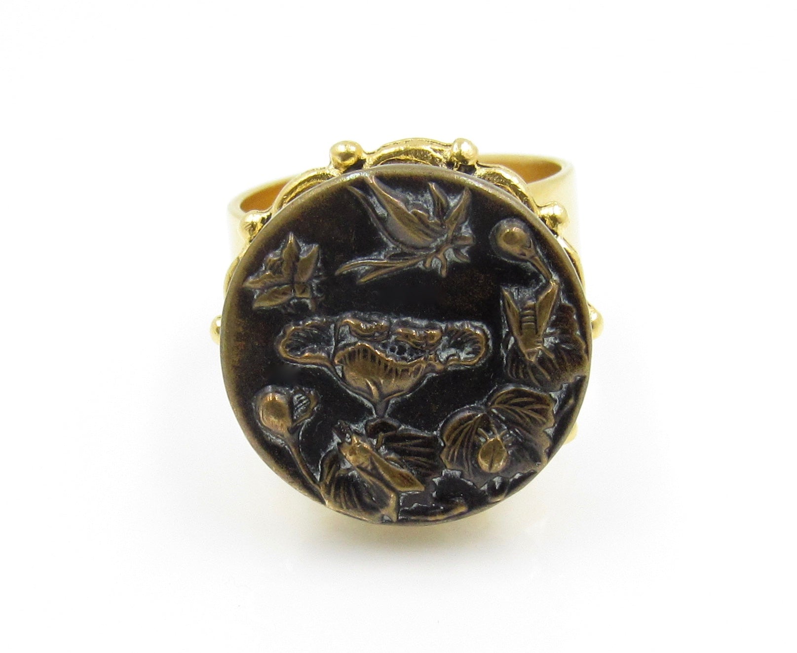 Vintage Art Nouveau Button Ring