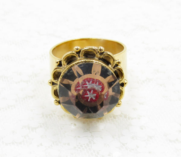Vintage Kaleidoscope Button Ring